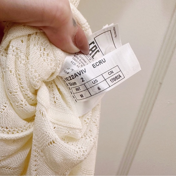 ba&sh Aviva Crochet Maxi Dress Short Sleeve Summer Button Up Pointelle Cream - Picture 6 of 9